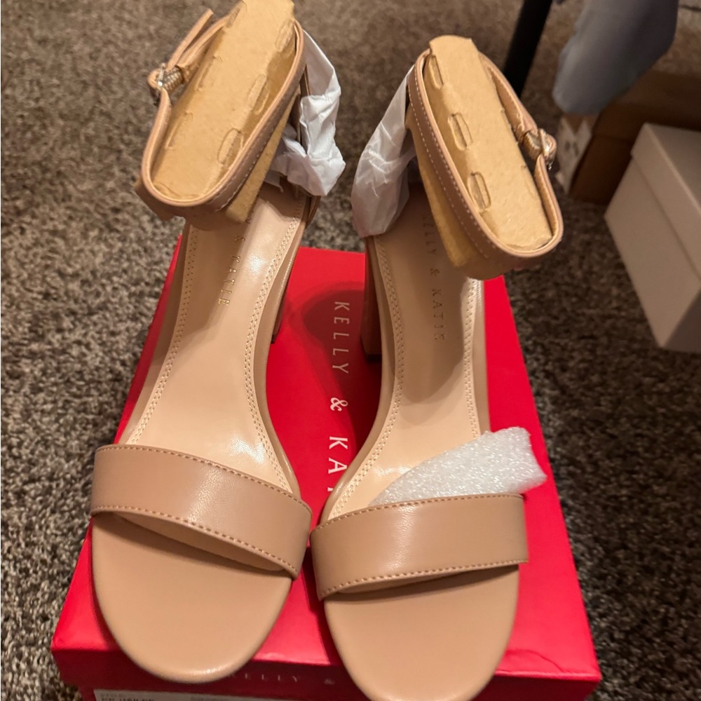 Kelly & Katie Beige Ankle Strap Heels